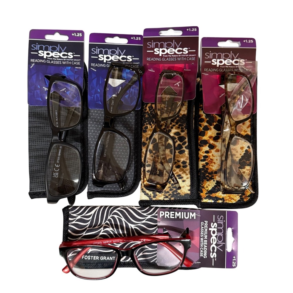 Simply Specs Reading Glasses‎ +1.25 Power Readers with Case New